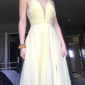 Light yellow prom dress size 2